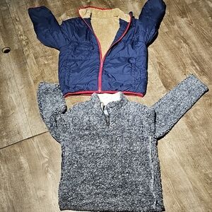 Cozy Kids Navy and Gray Puffer Jacket And Sweater.
